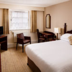 Classic double bedroom at Mercure Perth Hotel, double bed, desk, tv
